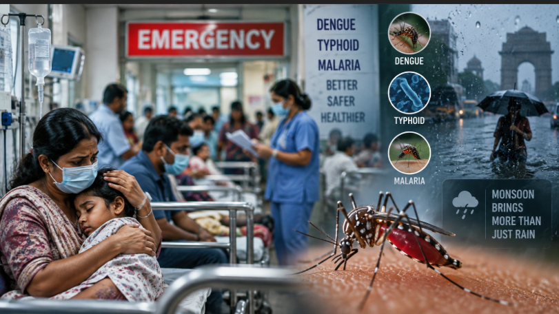 India healthcare system strained by monsoon illnesses as hospitals face rising dengue, malaria and typhoid cases.