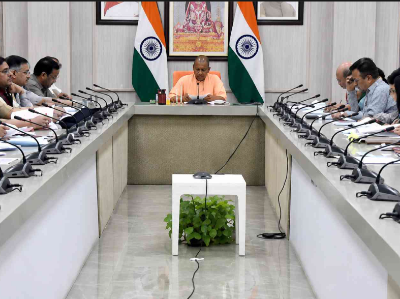 Uttar Pradesh Chief Minister Yogi Adityanath chairs a government meeting with senior officials in Lucknow amid measures to strengthen H1N1 preparedness.