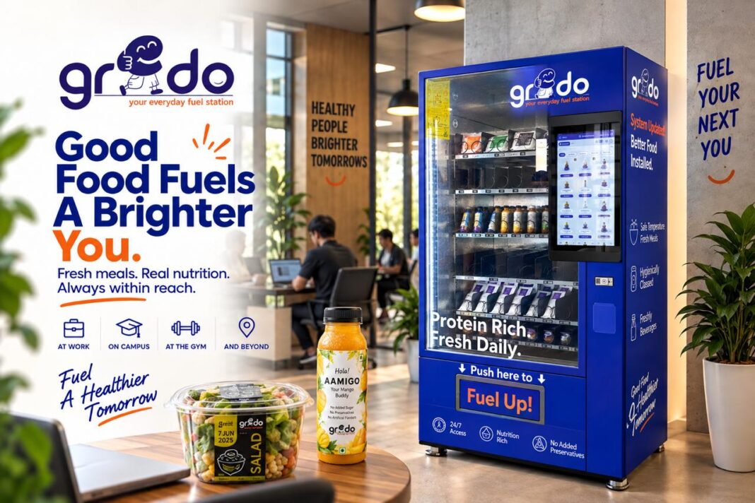 GREDO Foods smart vending machine offering fresh meals and beverages
